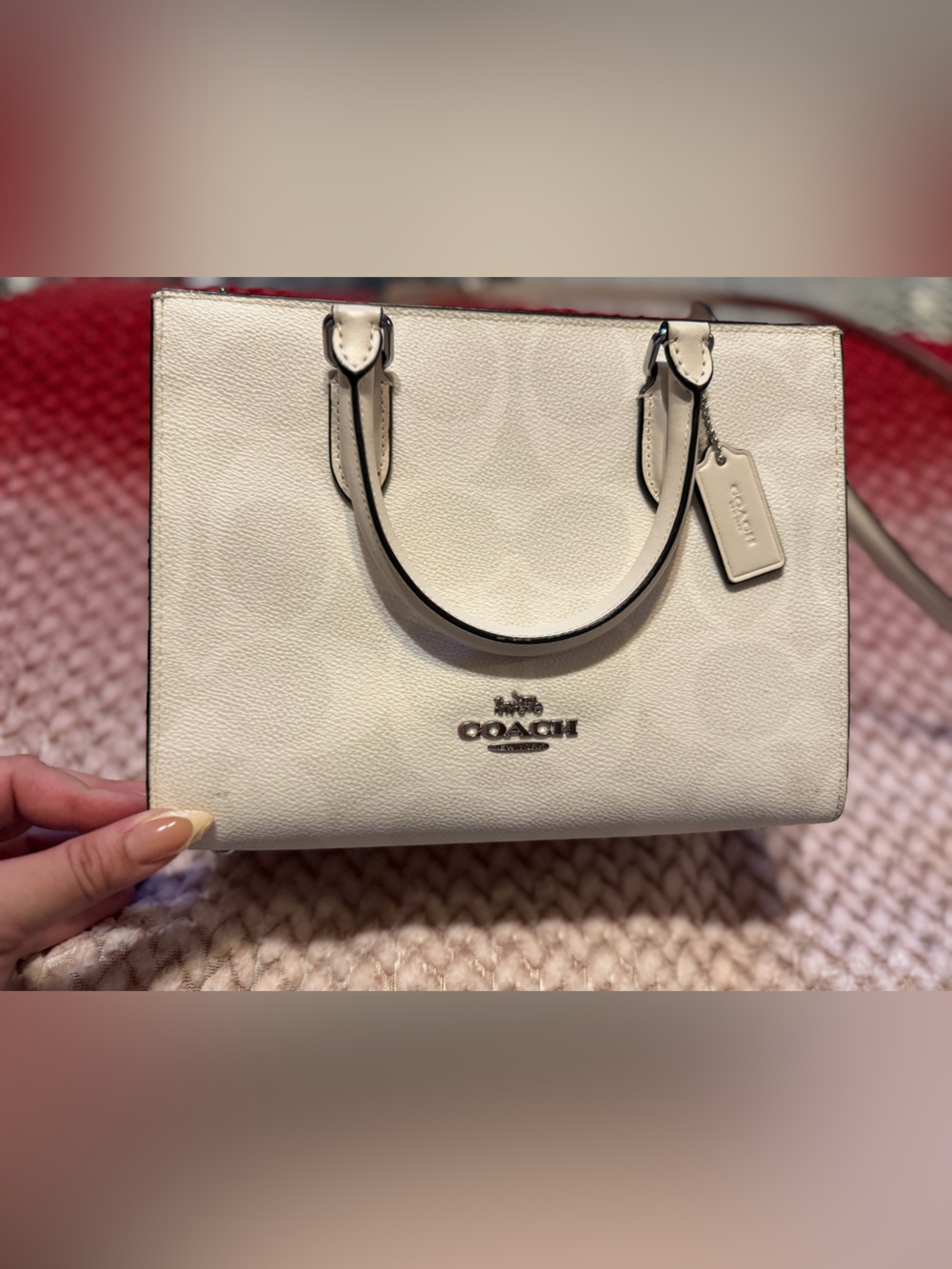 Coach Cream Leather Top-Handle Satchel